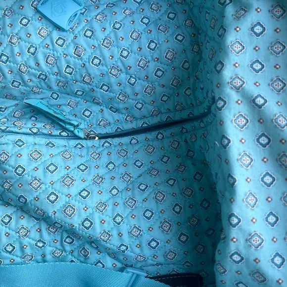 TURQUOISE W/BROWN ACCENTS! Pretty Vera Bradley Fabric Wheeled Carryon Suitcase - Picture 16 of 16